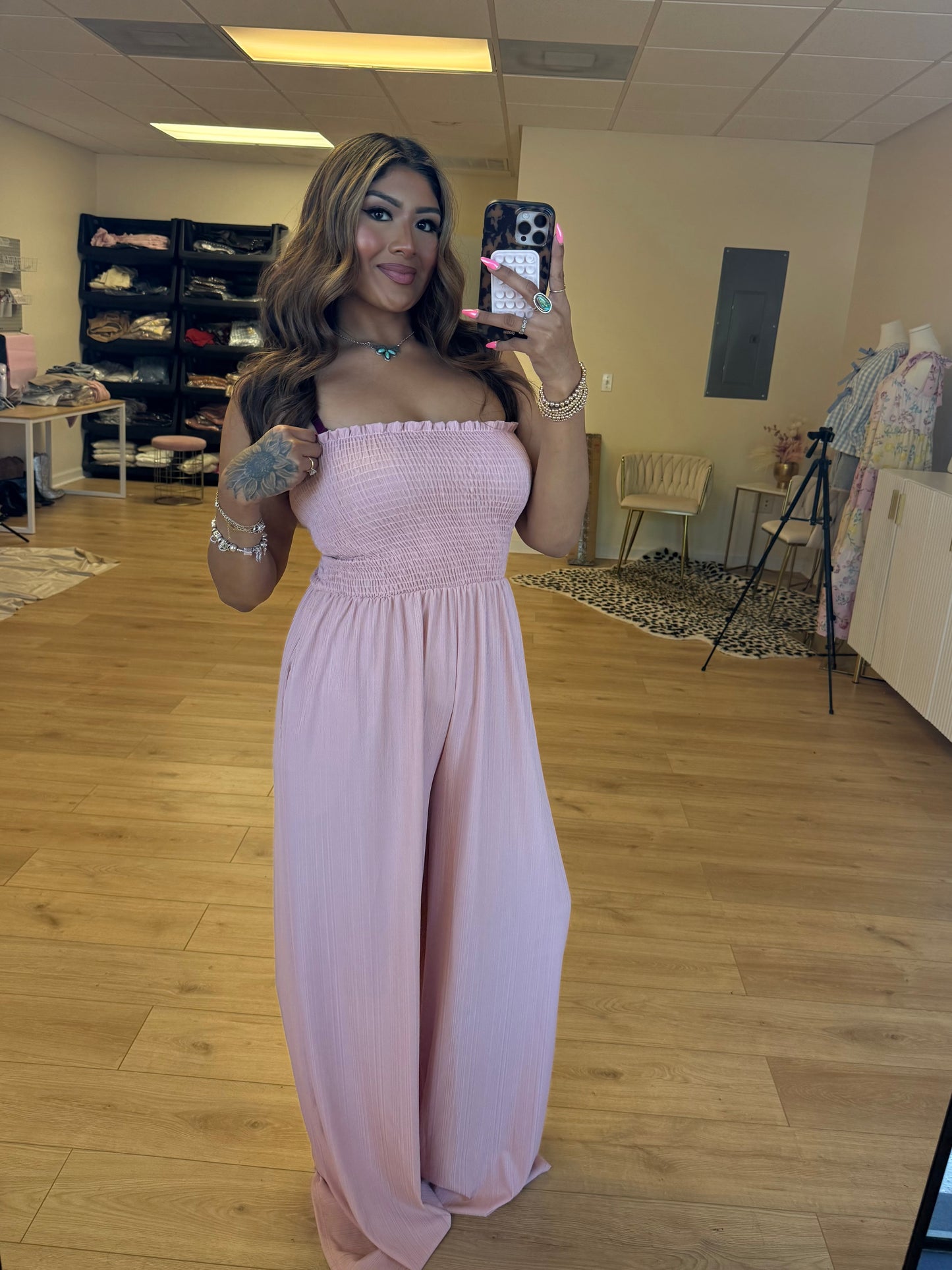 Blush Smocked Jumpsuit