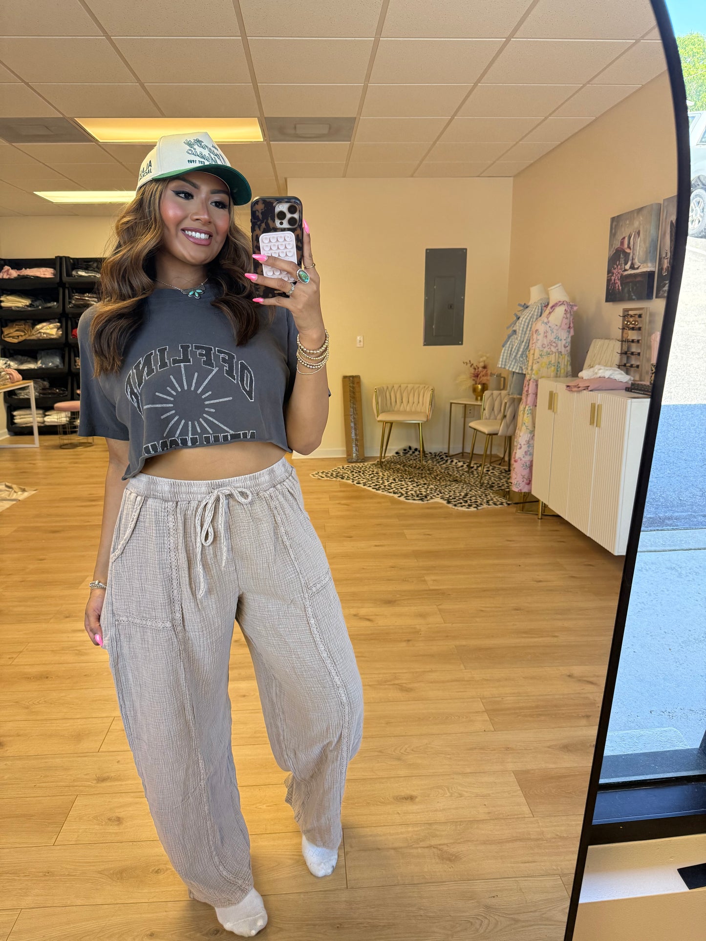Lace Trim Gauze Pants