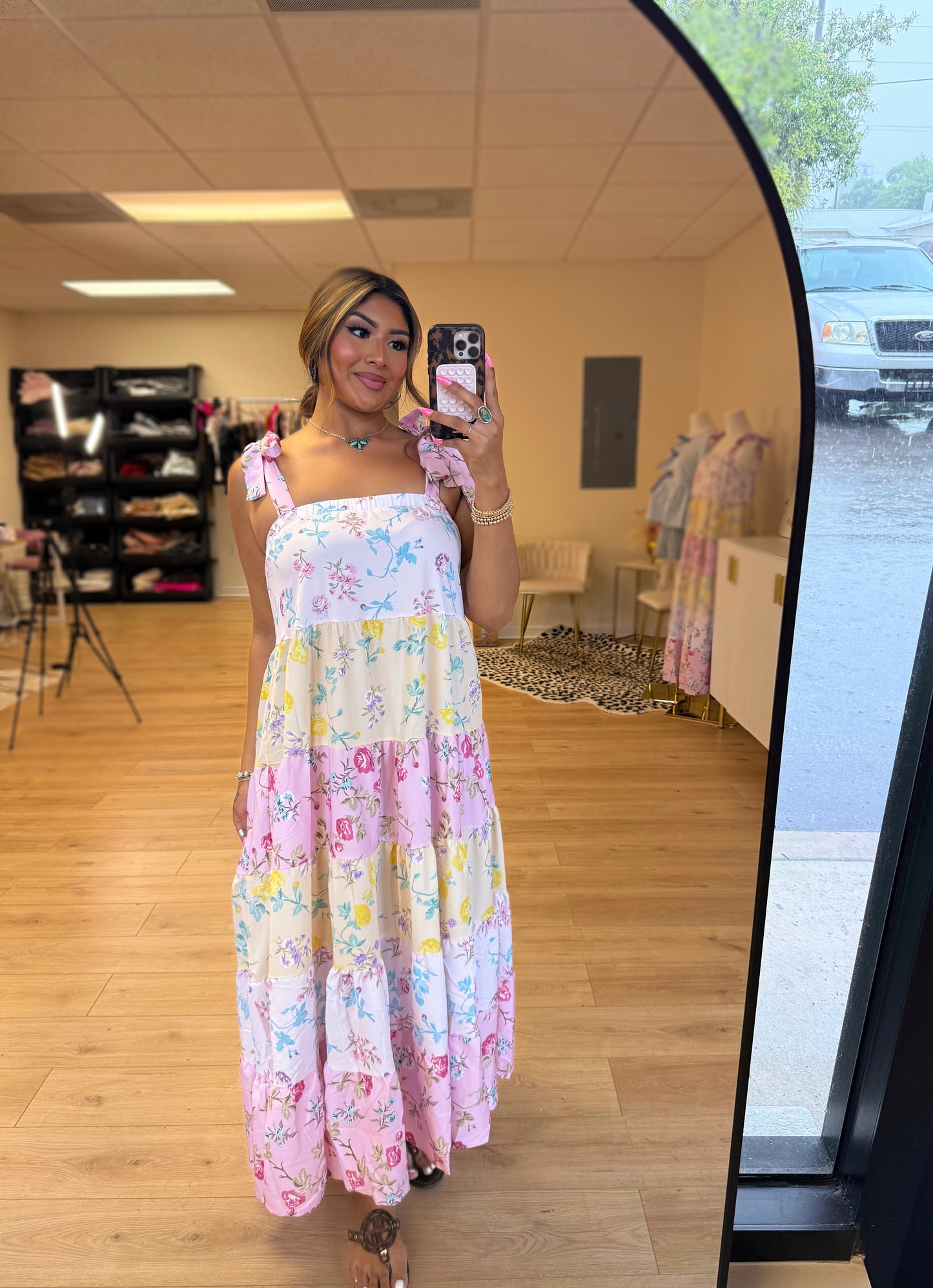 Floral Color Block Dress