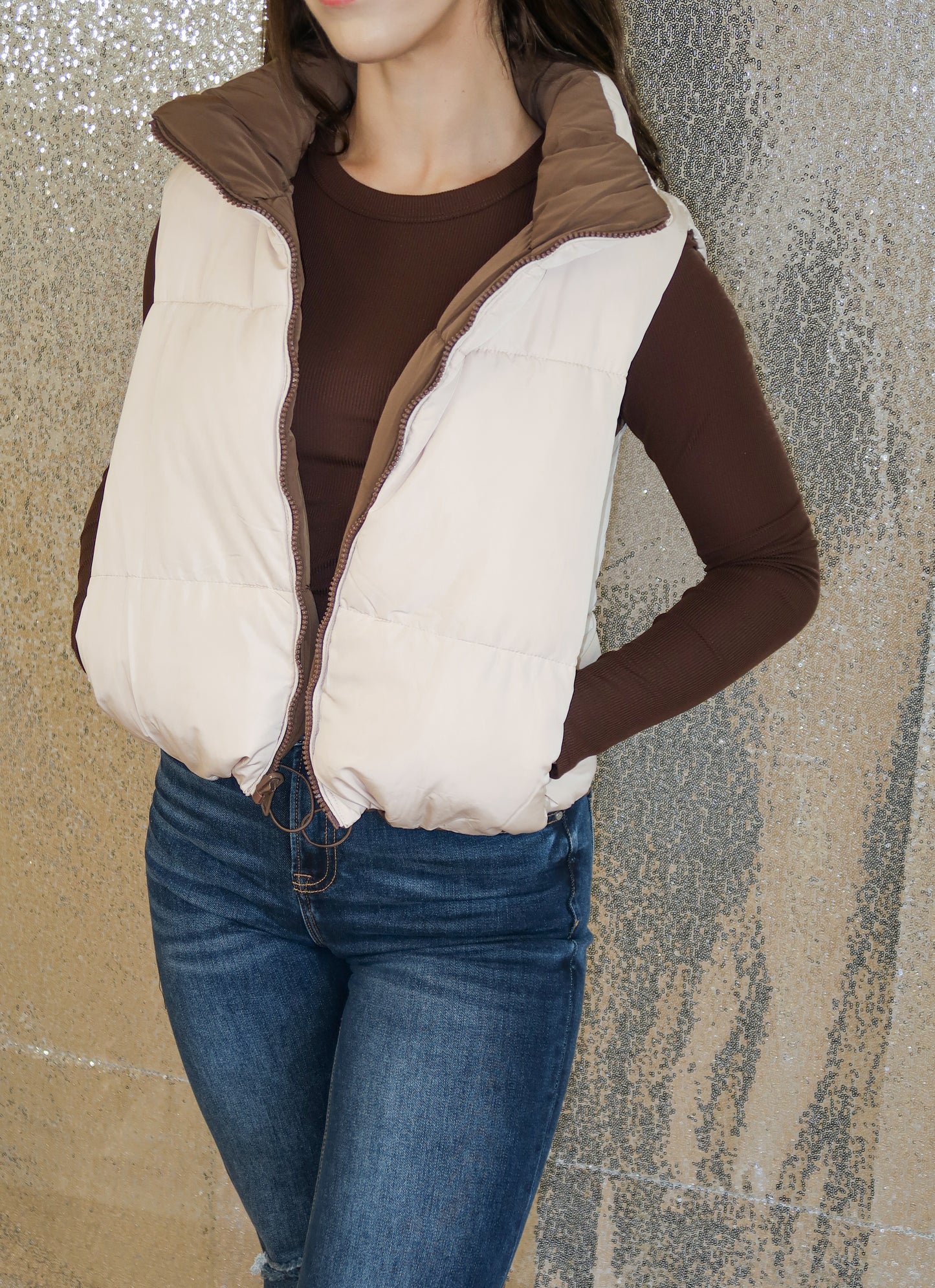 Reversible Crop Puff Vest