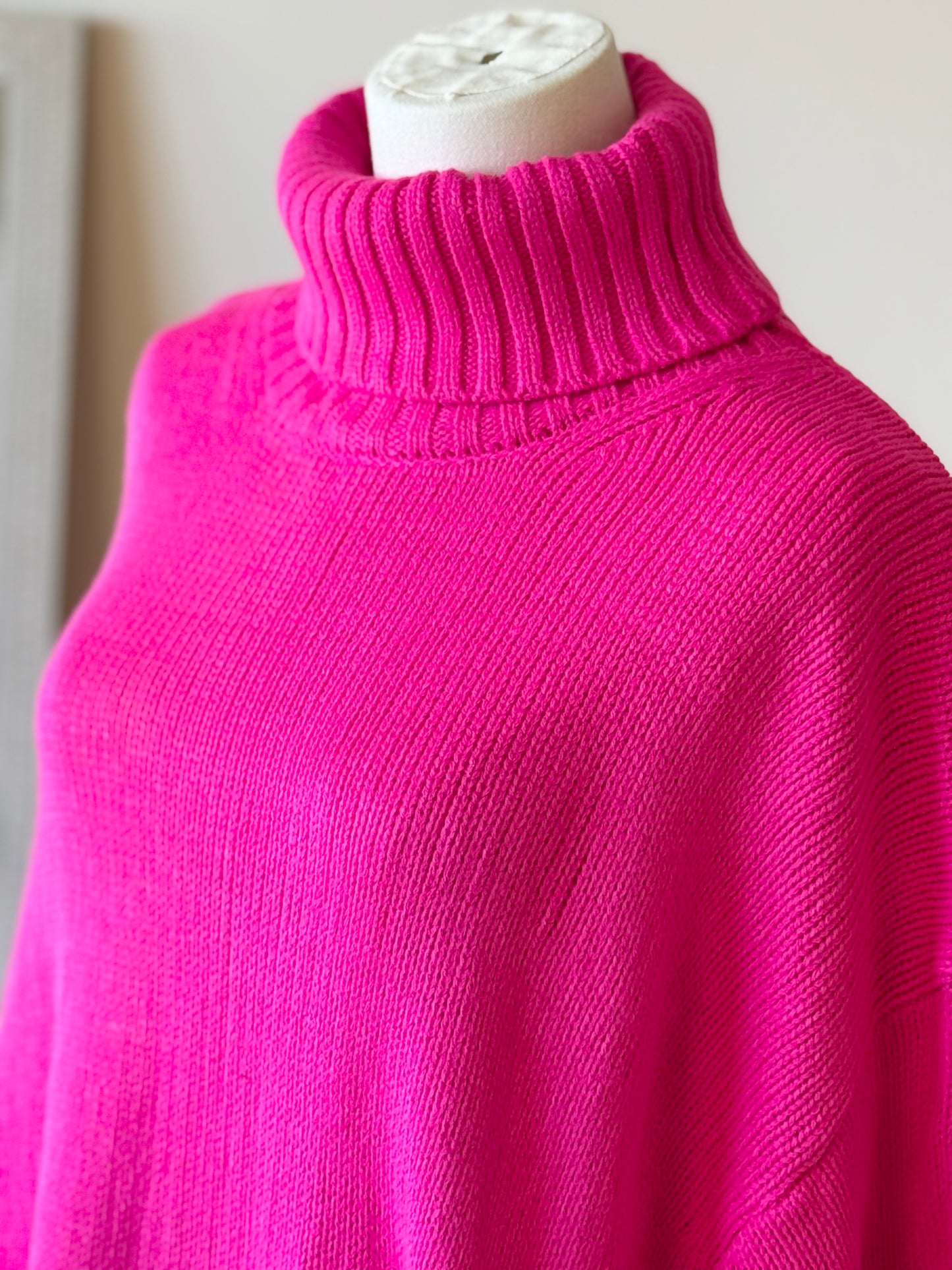 Plus High Neck Fuschia Sweater
