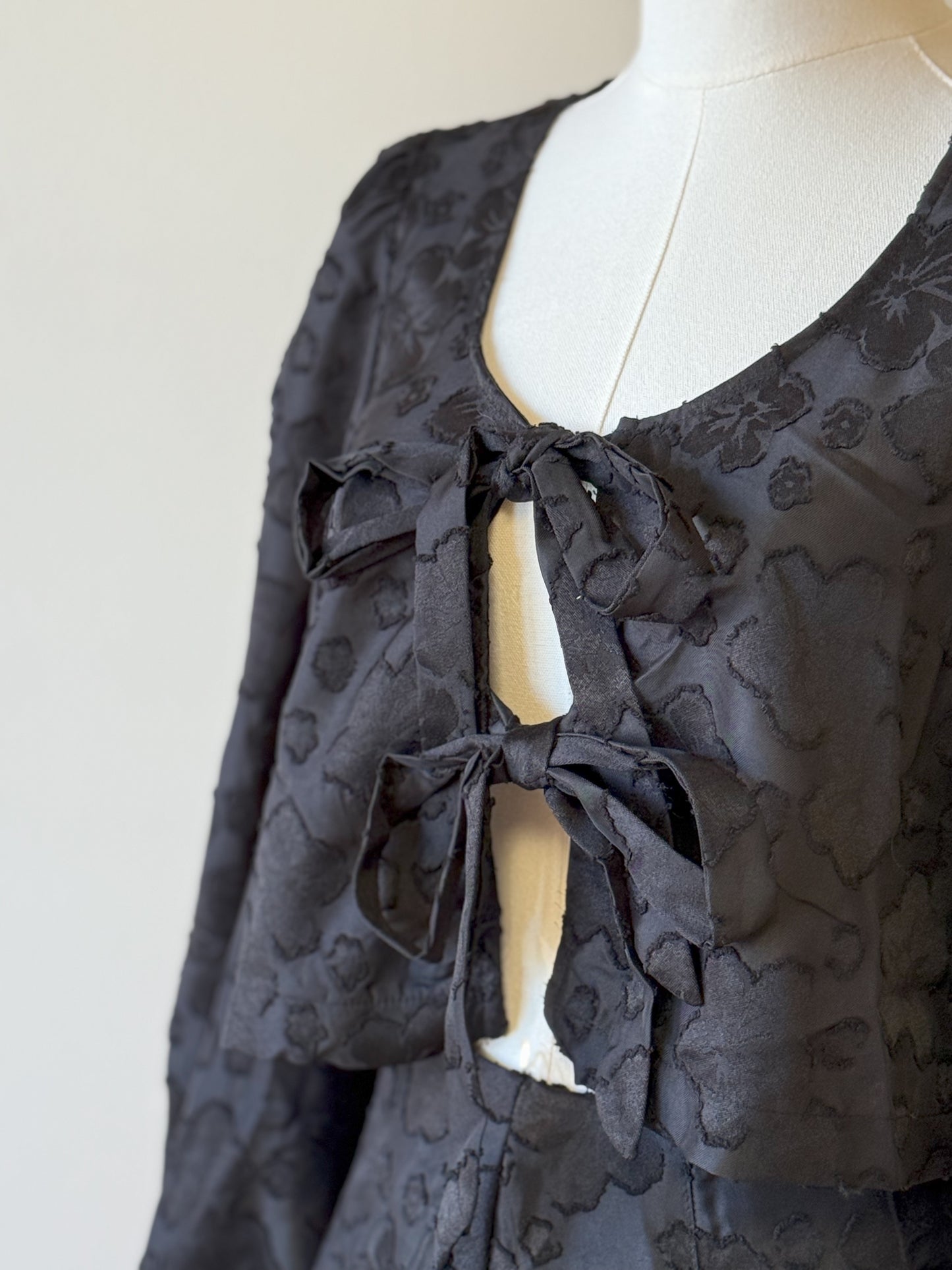 Ribbon Tie Top and Puff Skirt Set