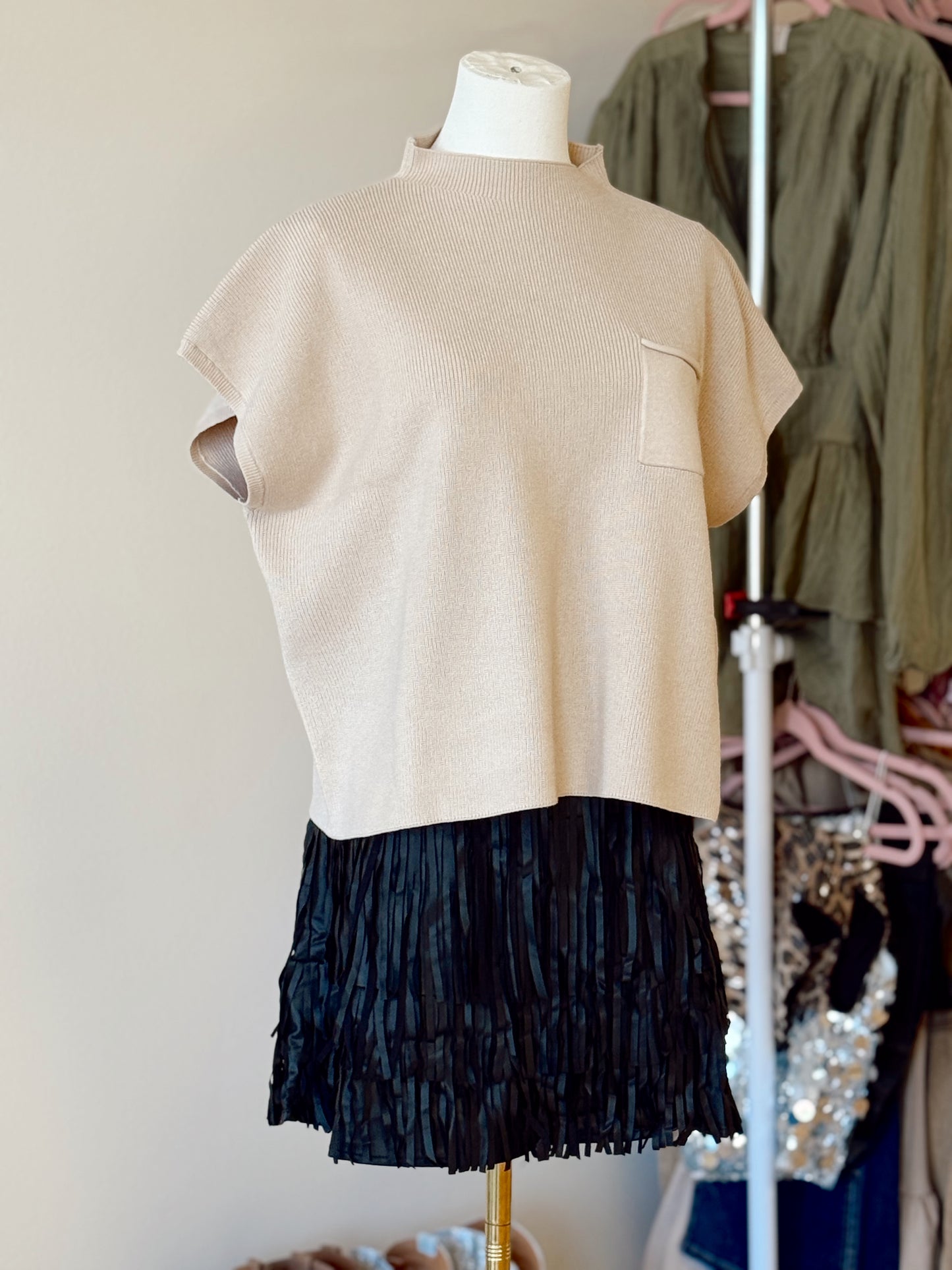 Plus Faux Leather Fringed Skirt