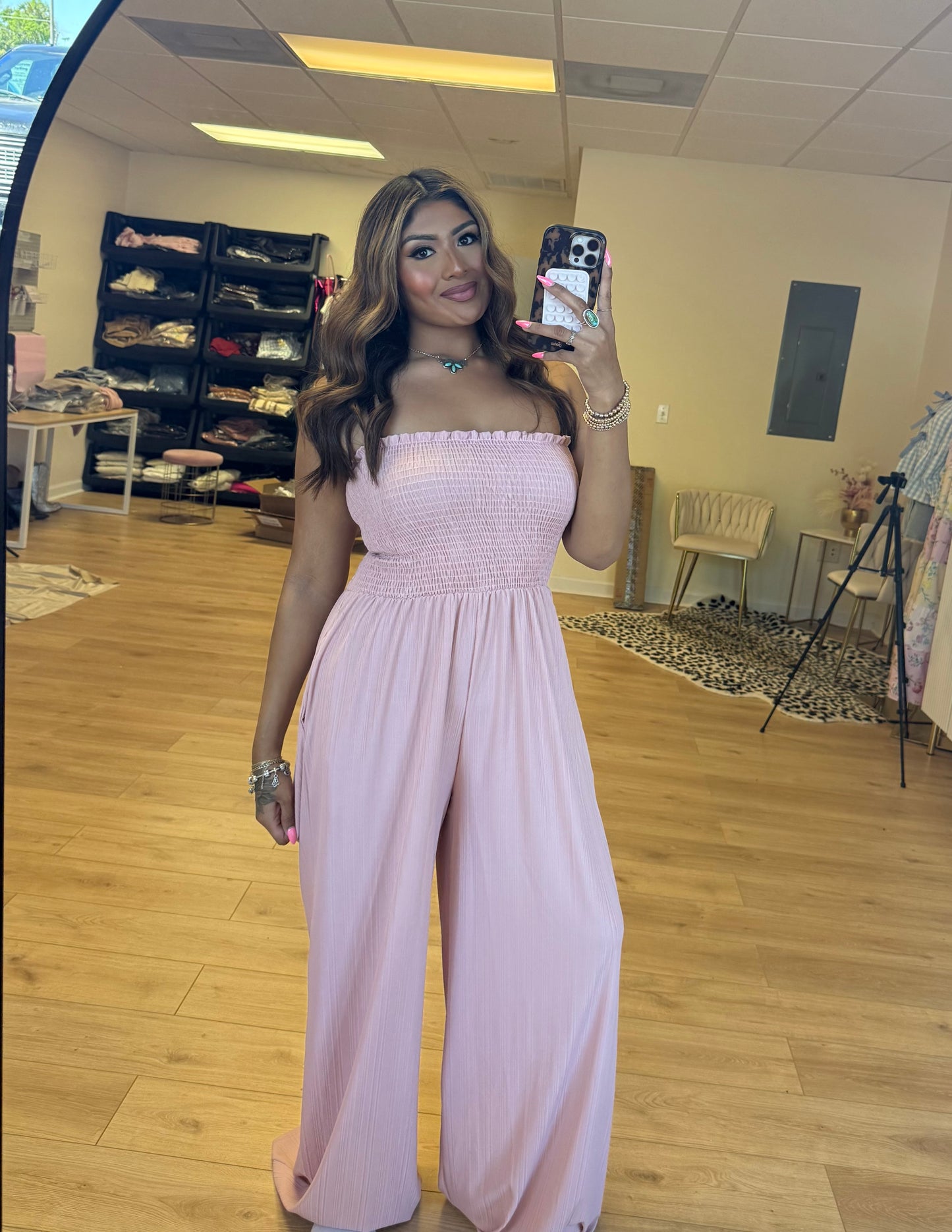 Blush Smocked Jumpsuit