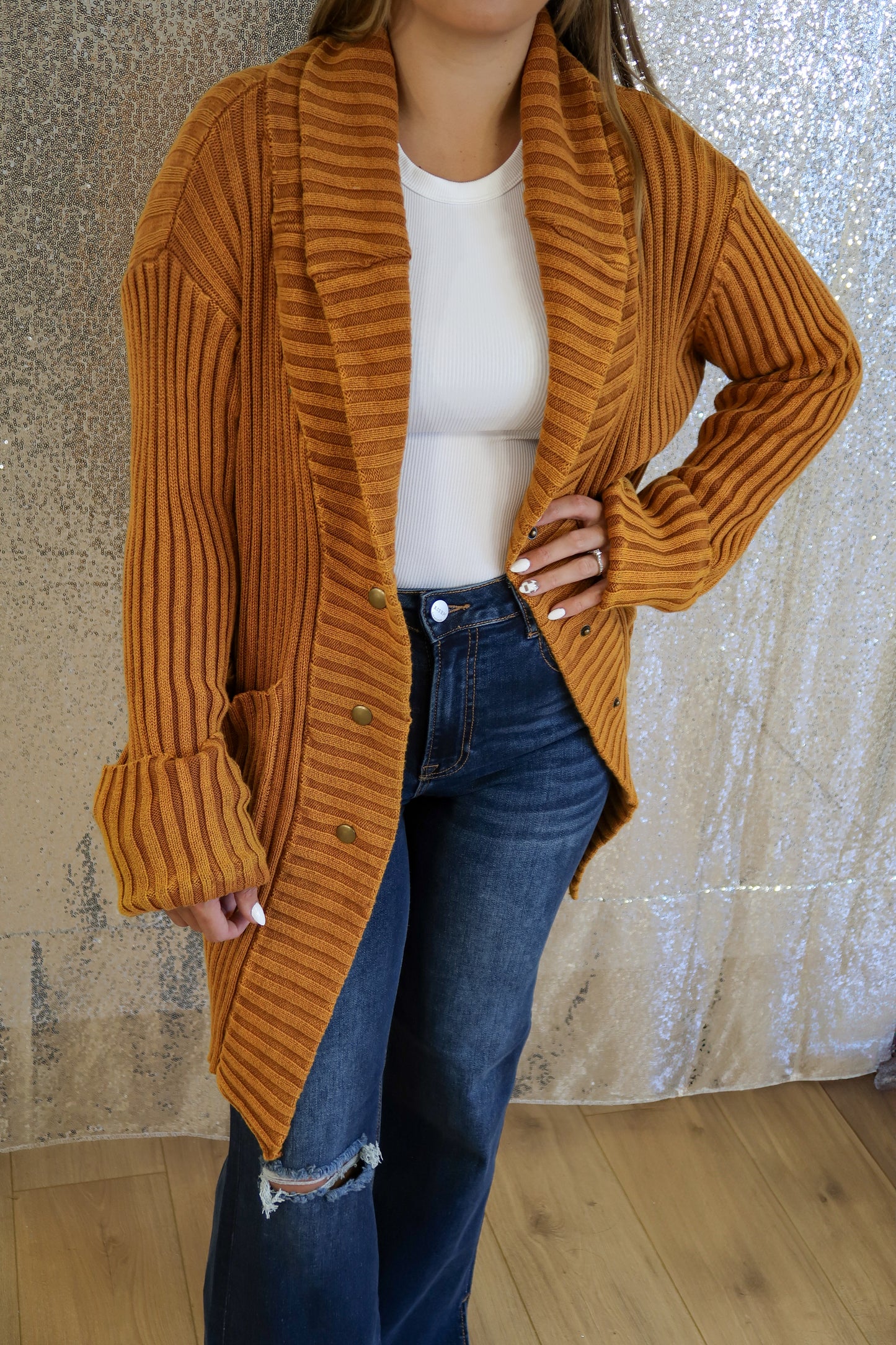 Collared Long Shawl Cardigan