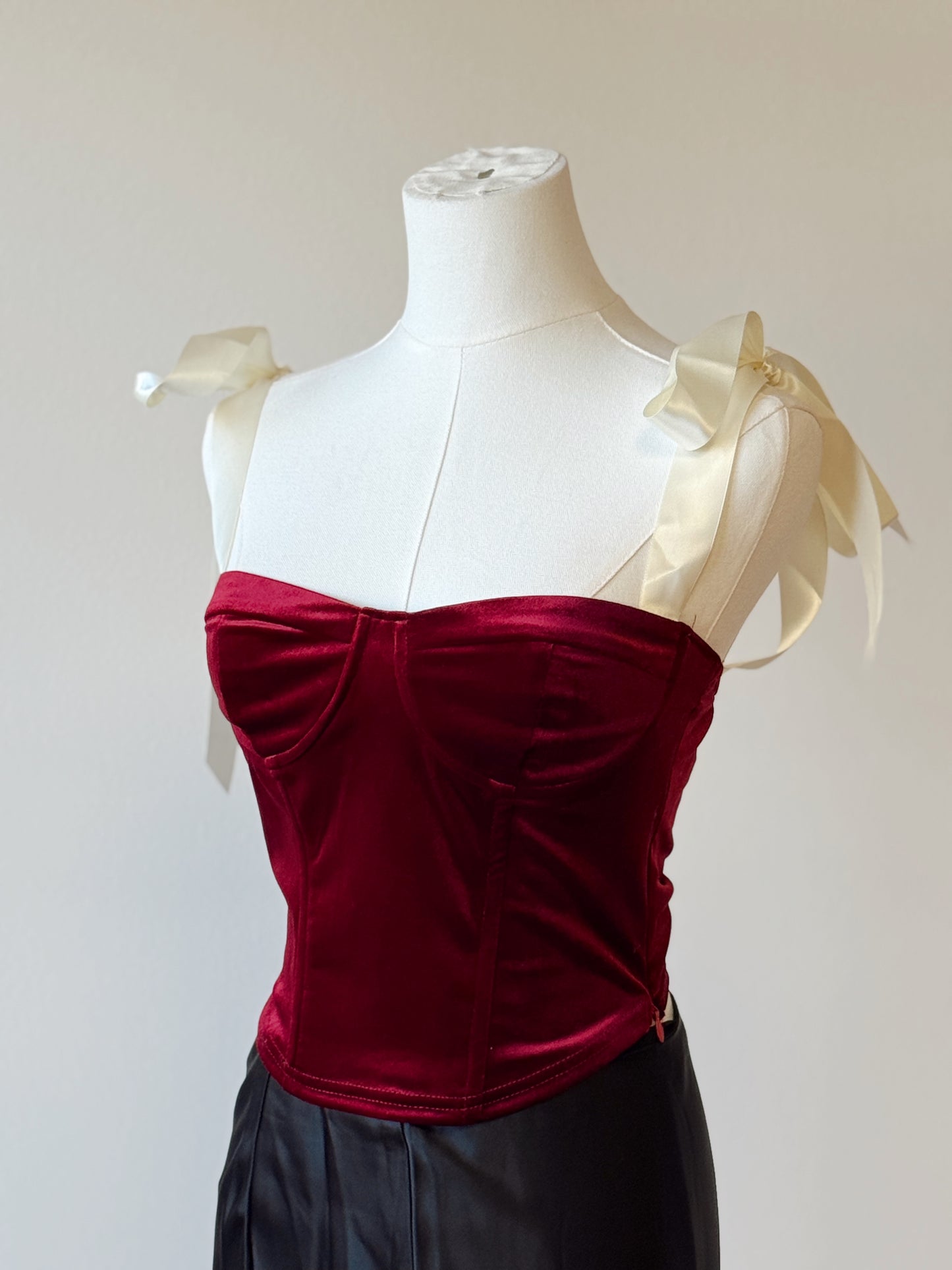 Bow Strap Velvet Corset